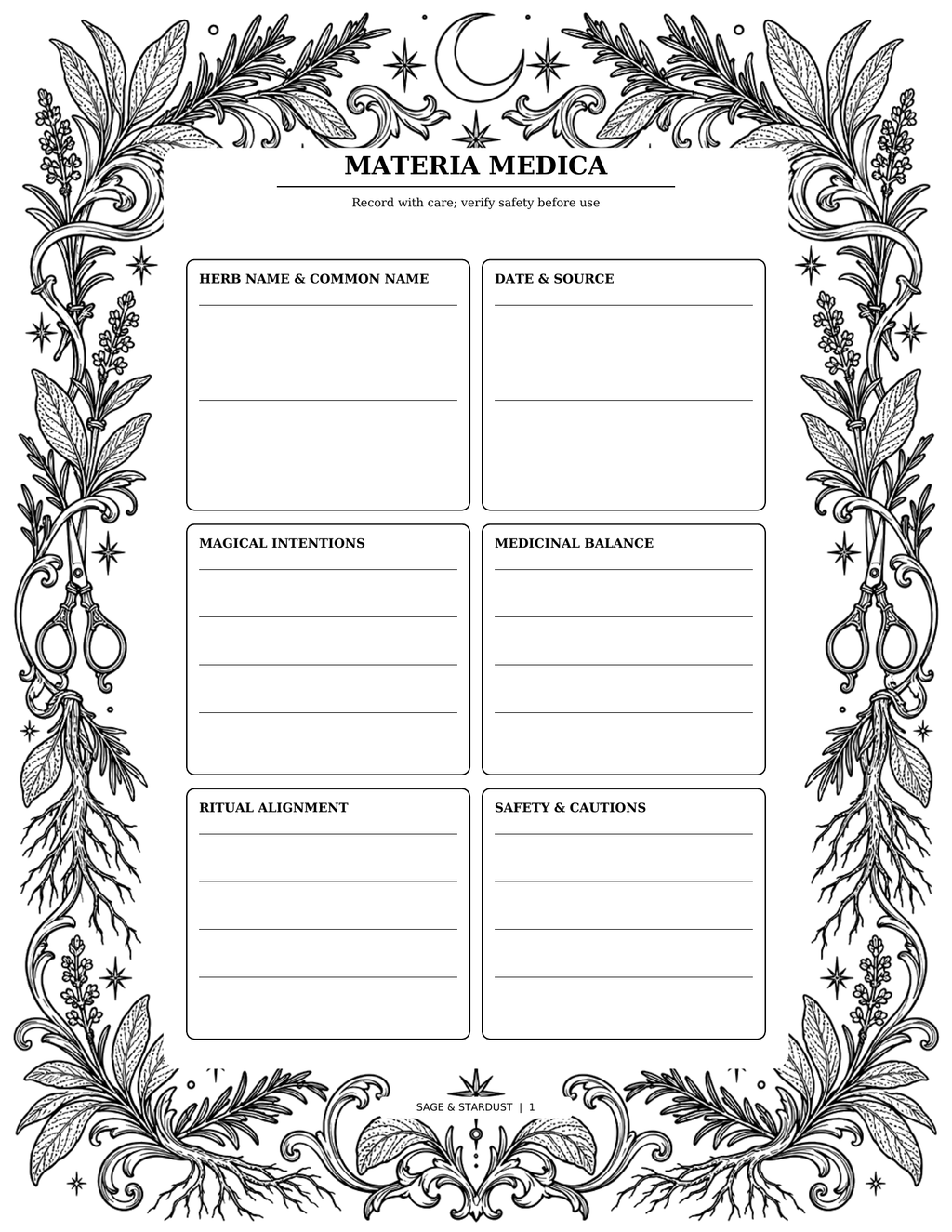 Sage & Stardust Grimoire Coloring Book (Digital Download)