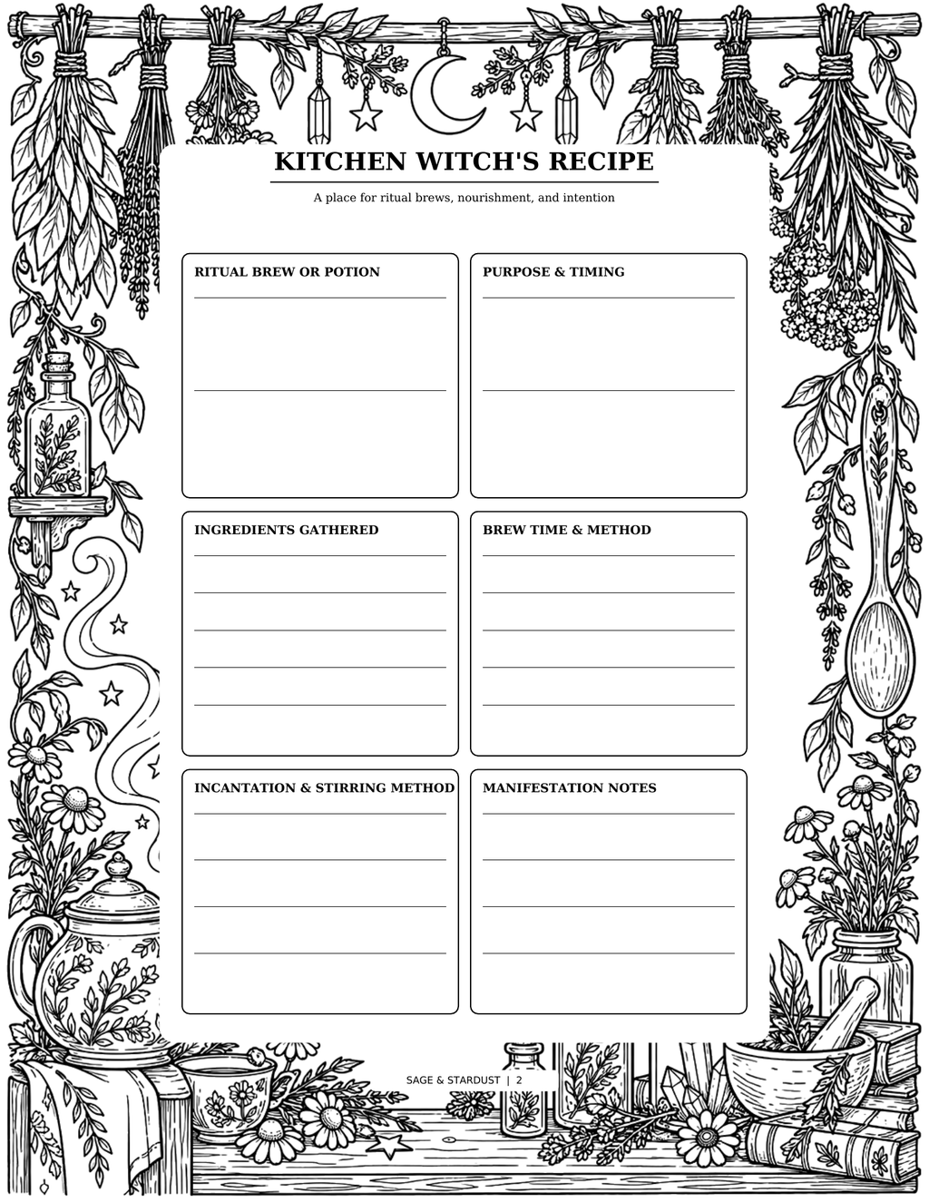 Sage & Stardust Grimoire Coloring Book (Digital Download)