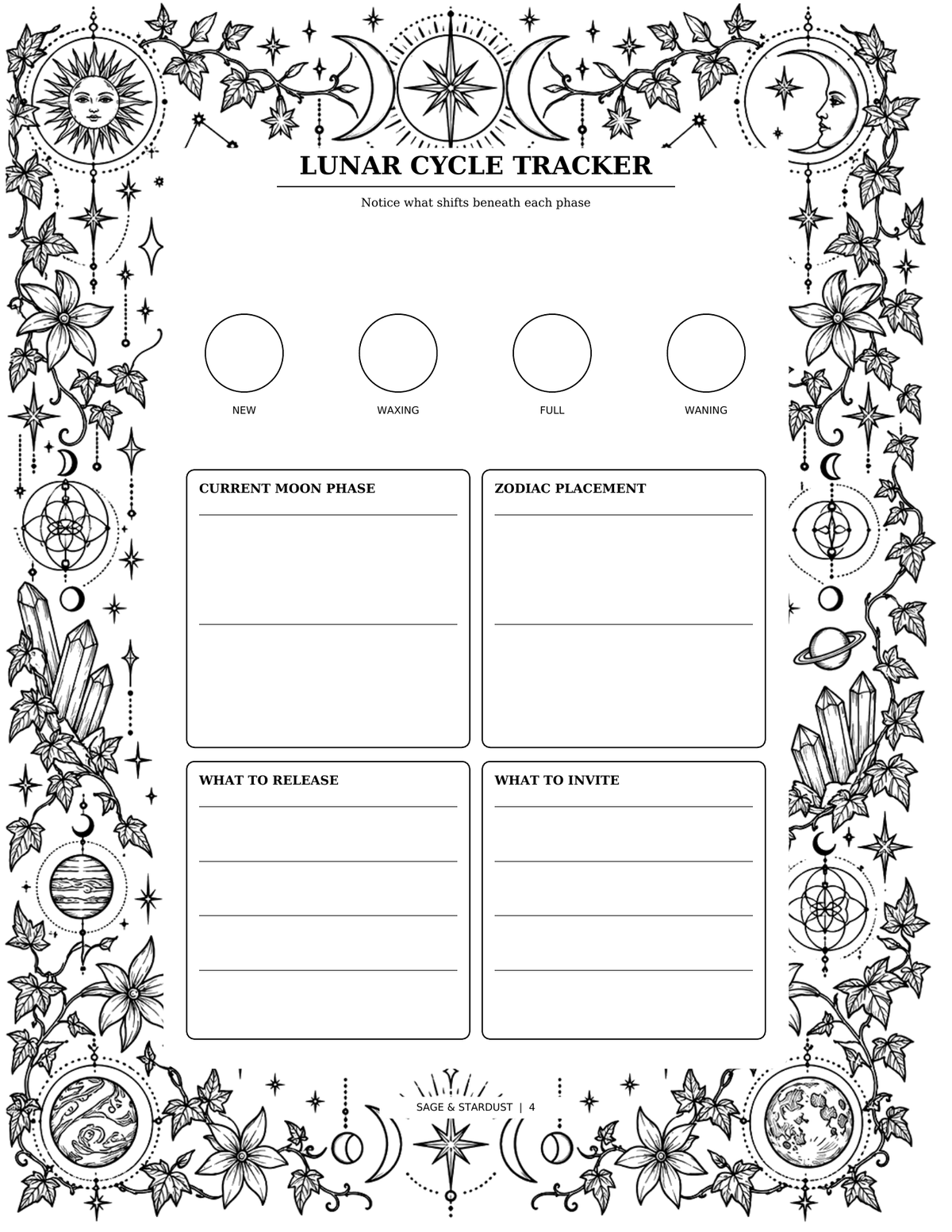 Sage & Stardust Grimoire Coloring Book (Digital Download)