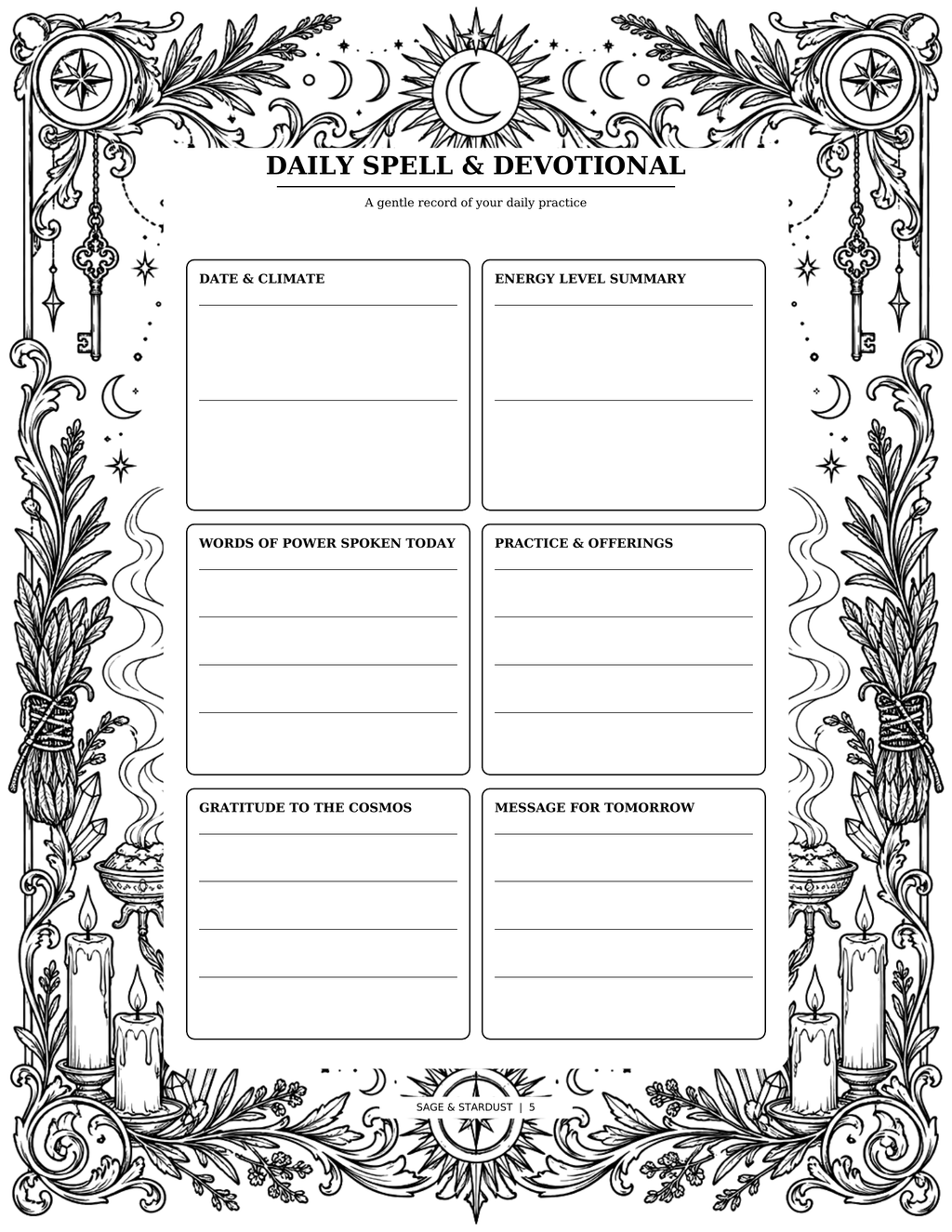 Sage & Stardust Grimoire Coloring Book (Digital Download)