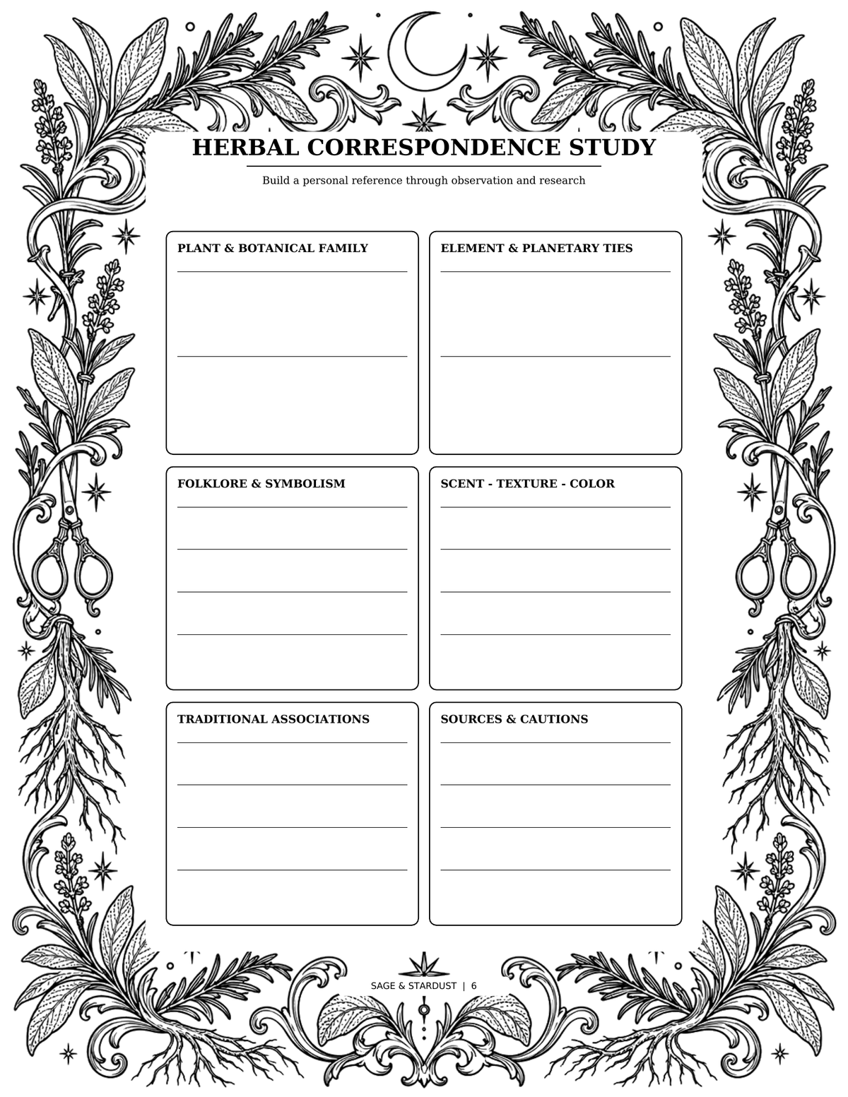 Sage & Stardust Grimoire Coloring Book (Digital Download)