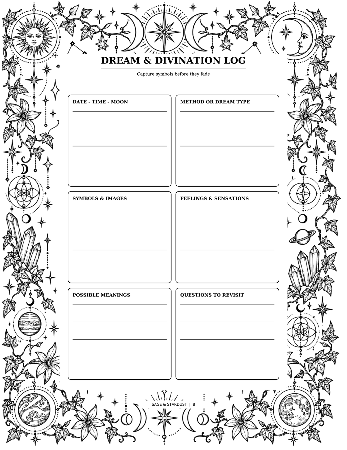 Sage & Stardust Grimoire Coloring Book (Digital Download)