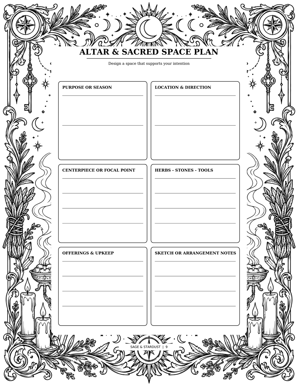 Sage & Stardust Grimoire Coloring Book (Digital Download)