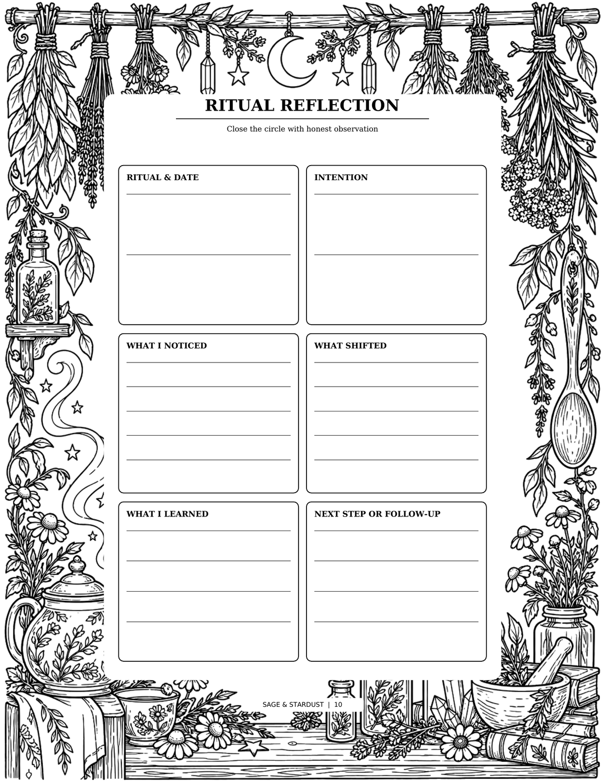 Sage & Stardust Grimoire Coloring Book (Digital Download)