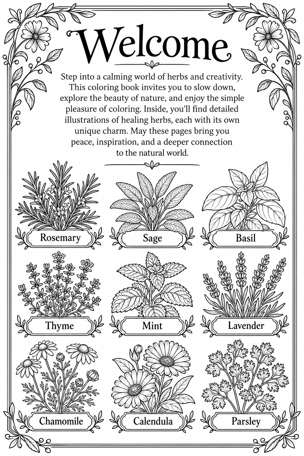 The Kitchen Witch’s Herbal Coloring Book (Digital Download)