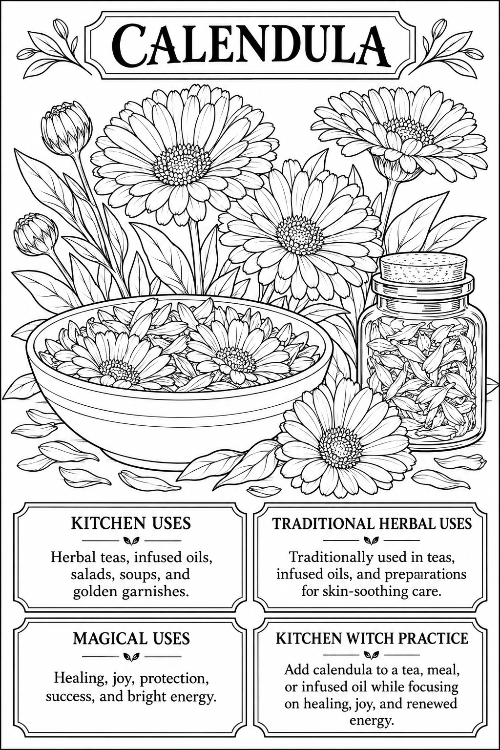 The Kitchen Witch’s Herbal Coloring Book (Digital Download)