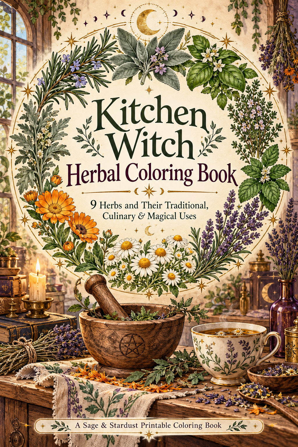 The Kitchen Witch’s Herbal Coloring Book (Digital Download)