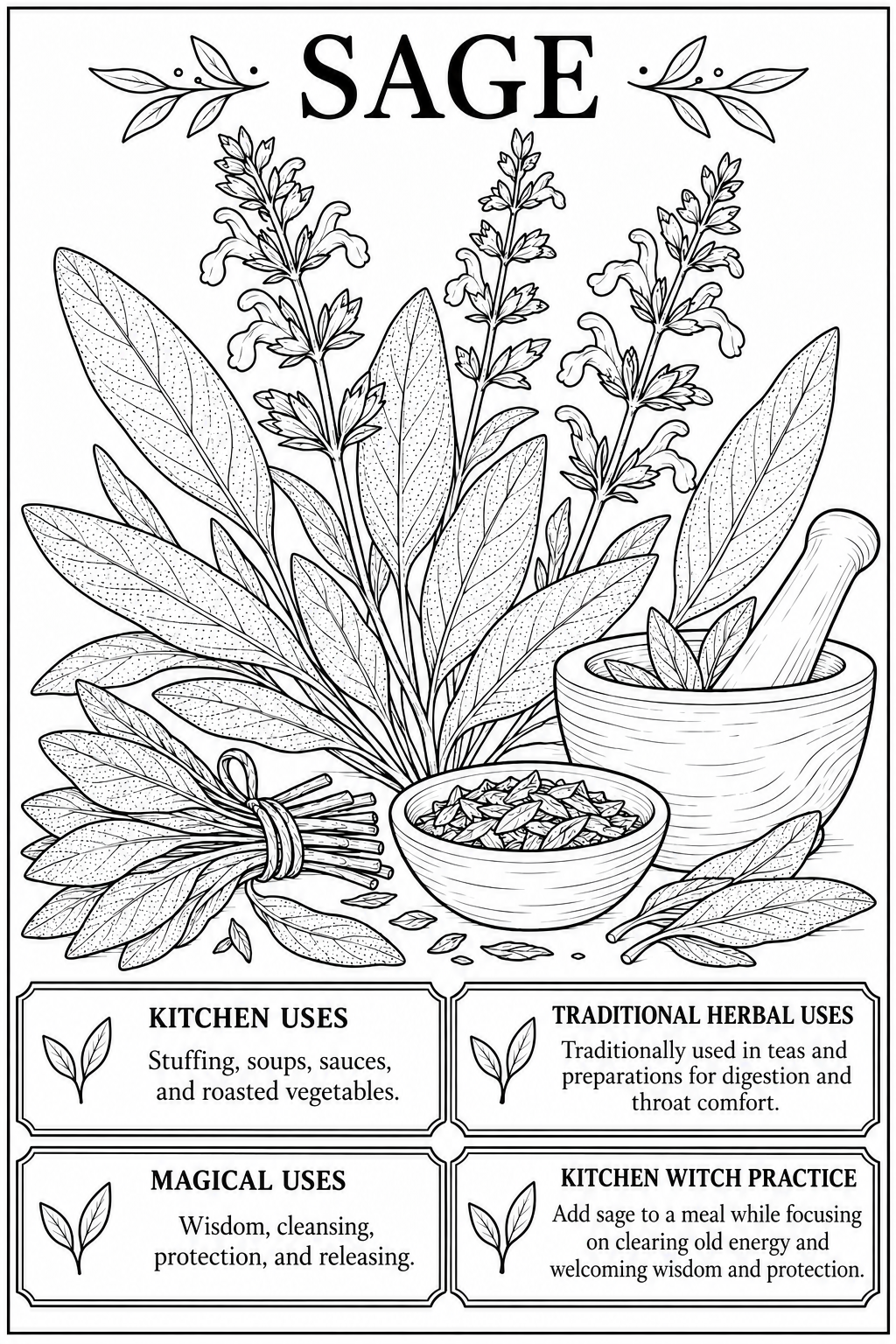 The Kitchen Witch’s Herbal Coloring Book (Digital Download)