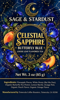 Celestial Sapphire Butterfly Blue tea label
