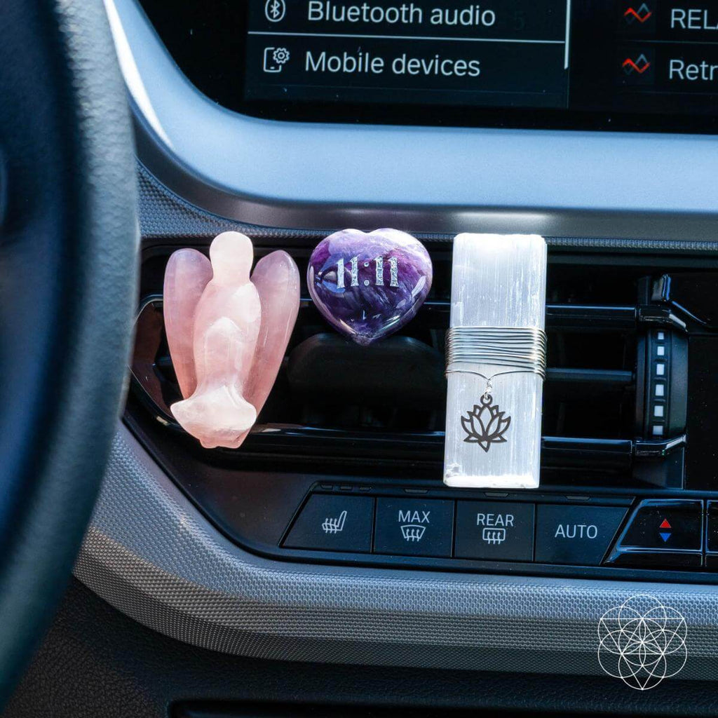 11:11 Car Crystal Kit — Rose Quartz, Amethyst & Selenite