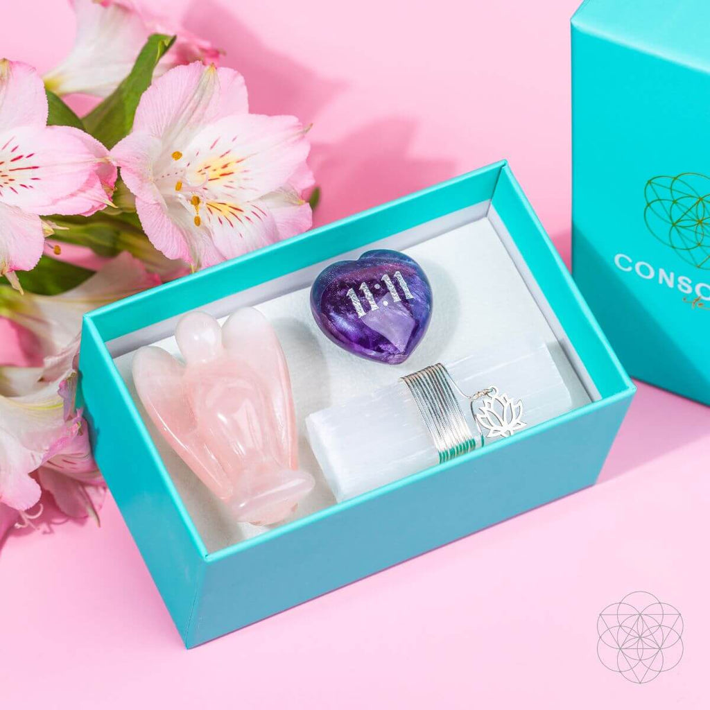 11:11 Car Crystal Kit — Rose Quartz, Amethyst & Selenite