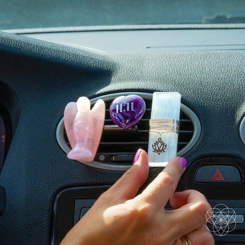 11:11 Car Crystal Kit — Rose Quartz, Amethyst & Selenite