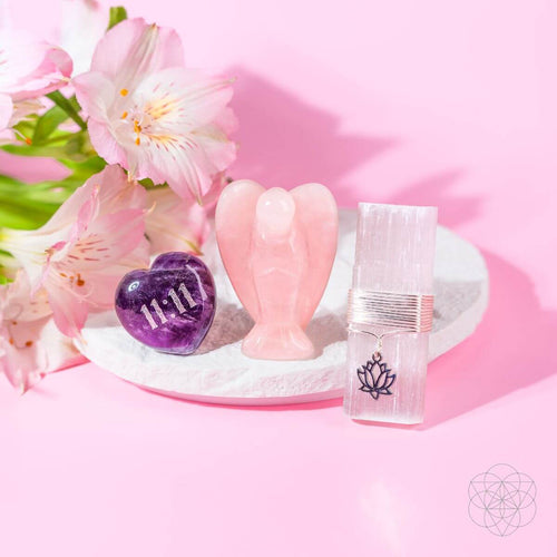 11:11 Car Crystal Kit — Rose Quartz, Amethyst & Selenite