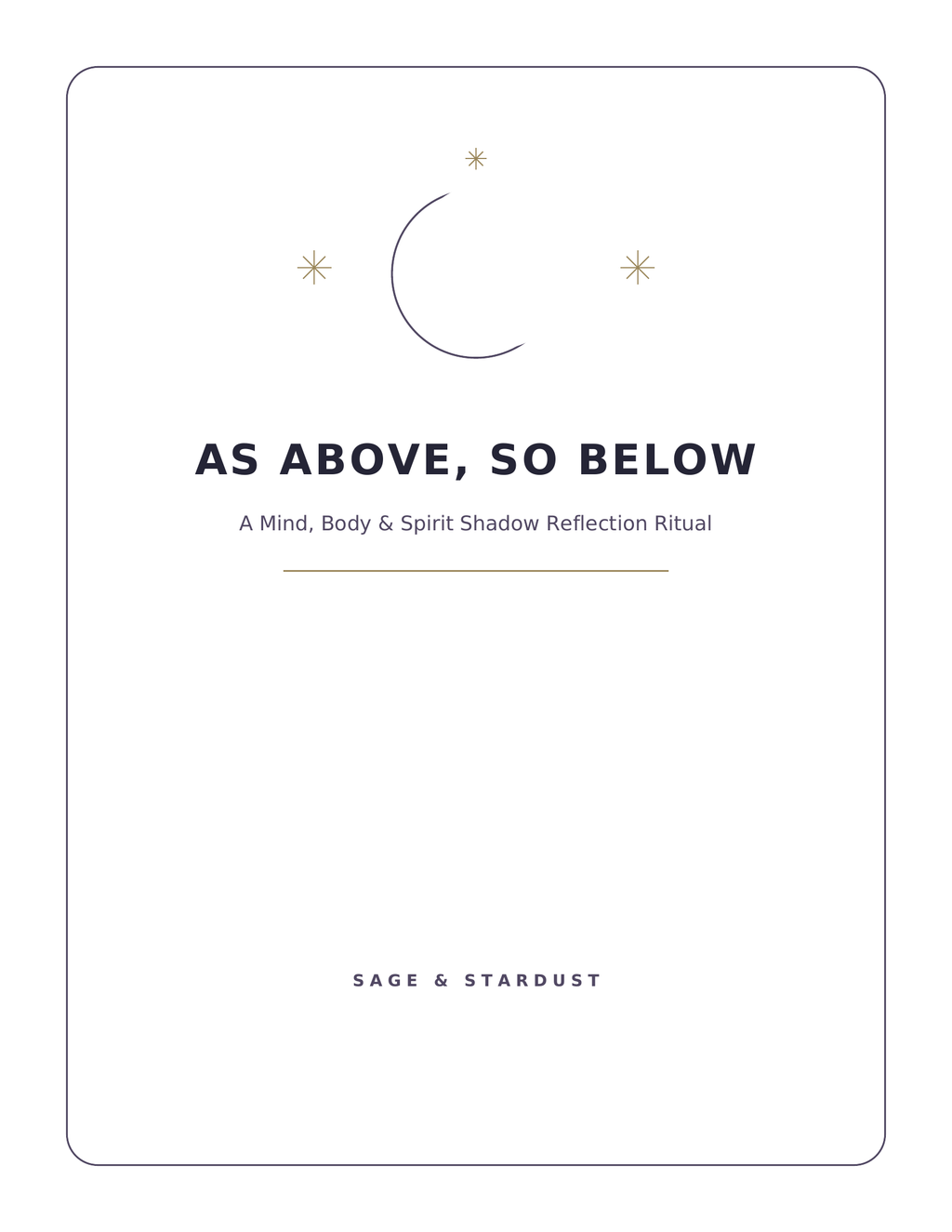 As Above, So Below: Printable Shadow Reflection Workbook