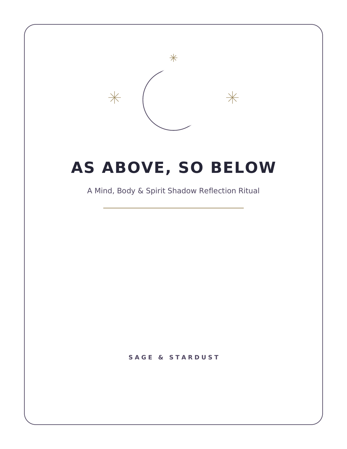 As Above, So Below: Printable Shadow Reflection Workbook