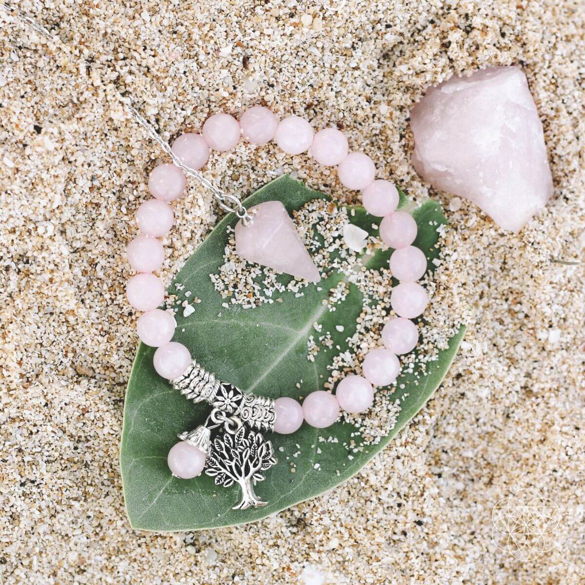 Rose Quartz Crystal Set — Stone, Bracelet & Pendulum